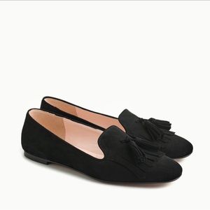 J Crew Darby Black Suede Tassel Fringe Loafers